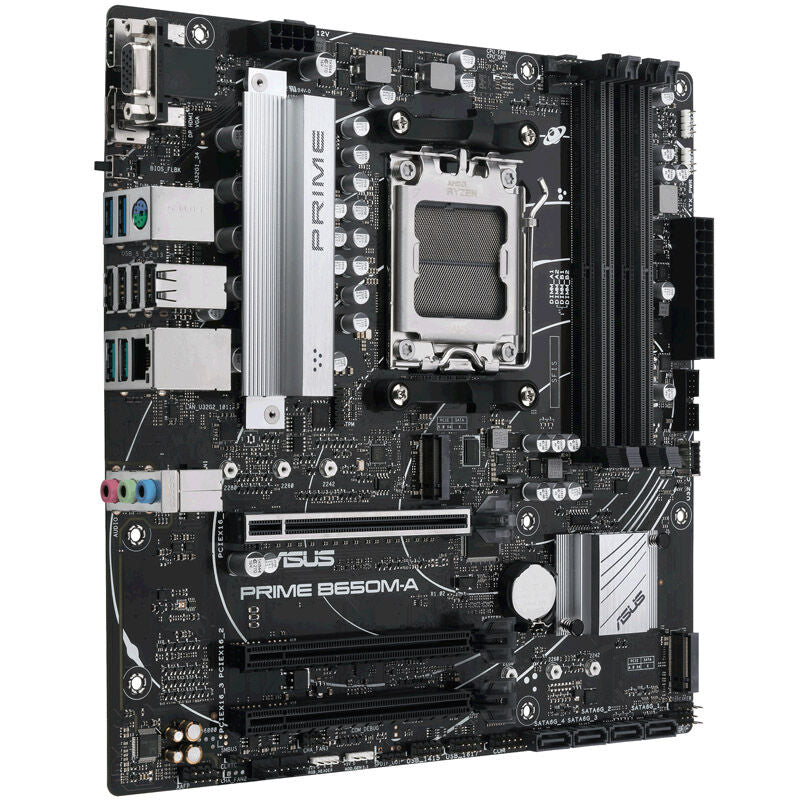ASUS Prime B650M-A hovedkort med tilkoblinger