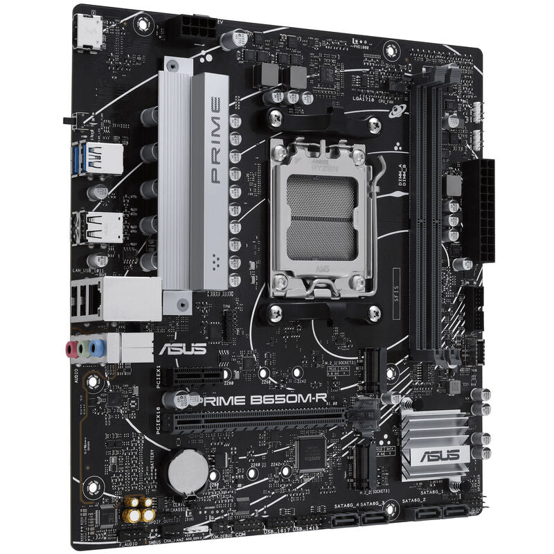 ASUS Prime B650M-R hovedkort med tilkoblinger