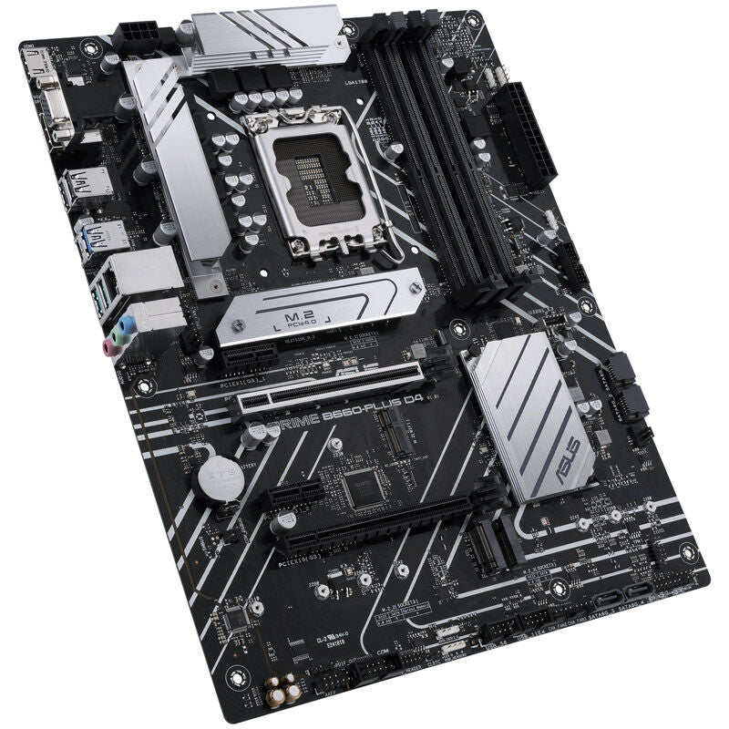 Baksiden av ASUS Prime B660-Plus D4 hovedkort
