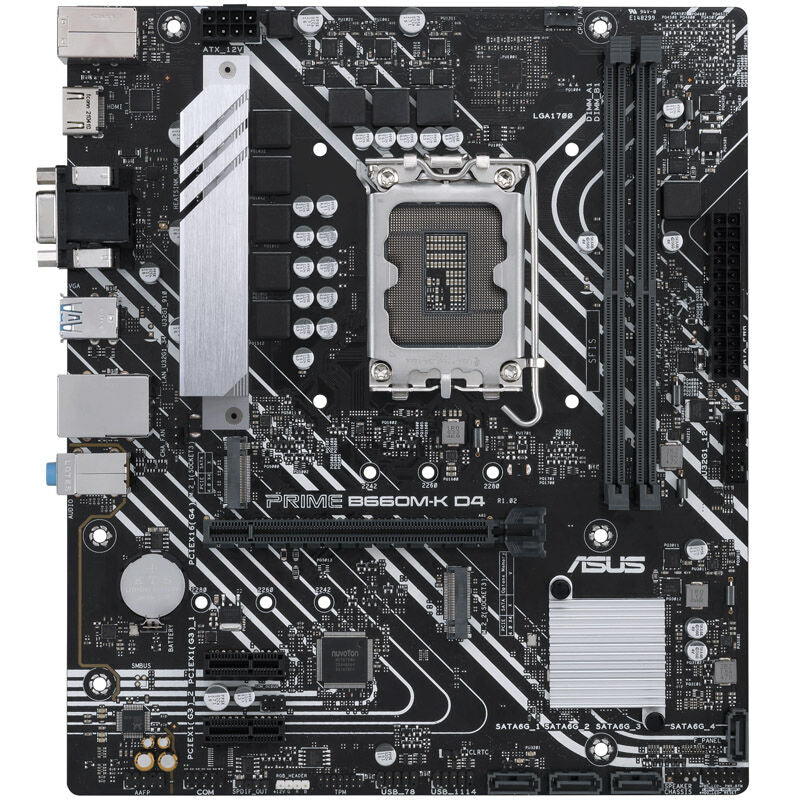 Detalj av ASUS Prime B660M-K D4 hovedkort PCIe slot