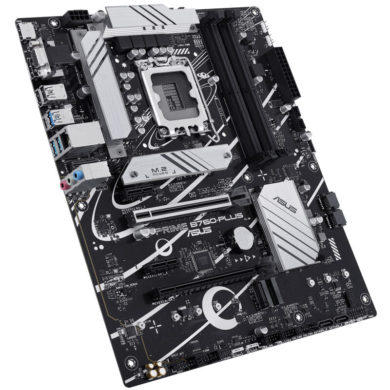 Baksiden av ASUS Prime B760-Plus hovedkort