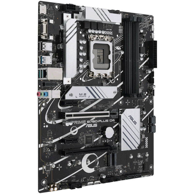 Nærbilde av ASUS Prime B760-Plus D4 hovedkort M.2 porter