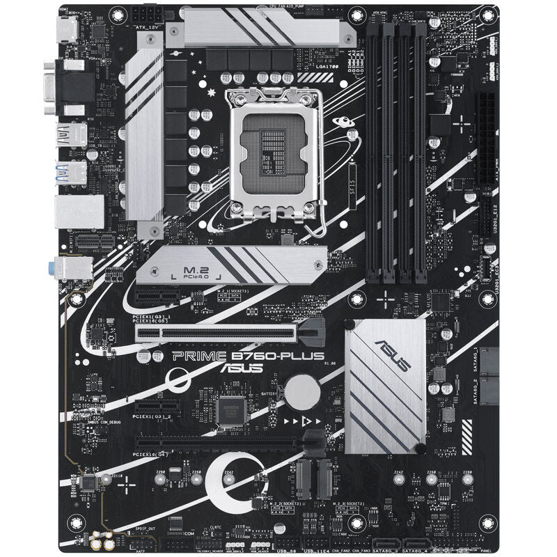 Detalj av ASUS Prime B760-Plus hovedkort PCIe-spor