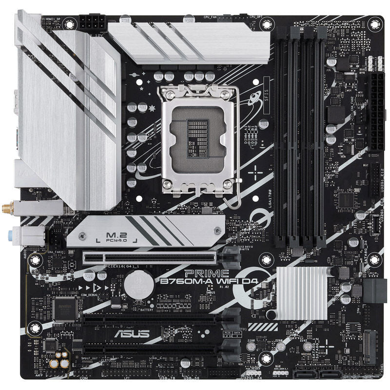 Bakside av ASUS Prime B760M-A WiFi D4 hovedkort