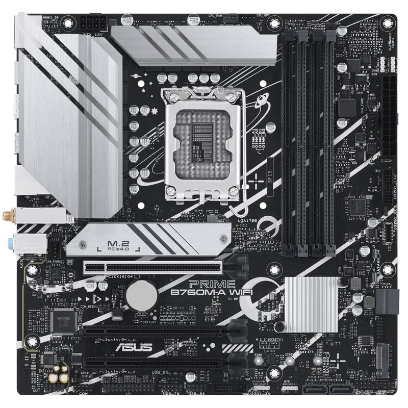 Detalj av ASUS Prime B760M-A WIFI hovedkort PCIe slots