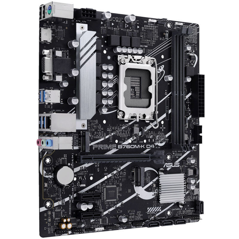 ASUS Prime B760M-K D4 hovedkort med synlige PCIe slots