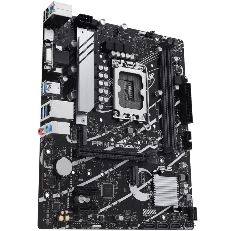 Montert ASUS Prime B760M-K hovedkort i PC-kabinett