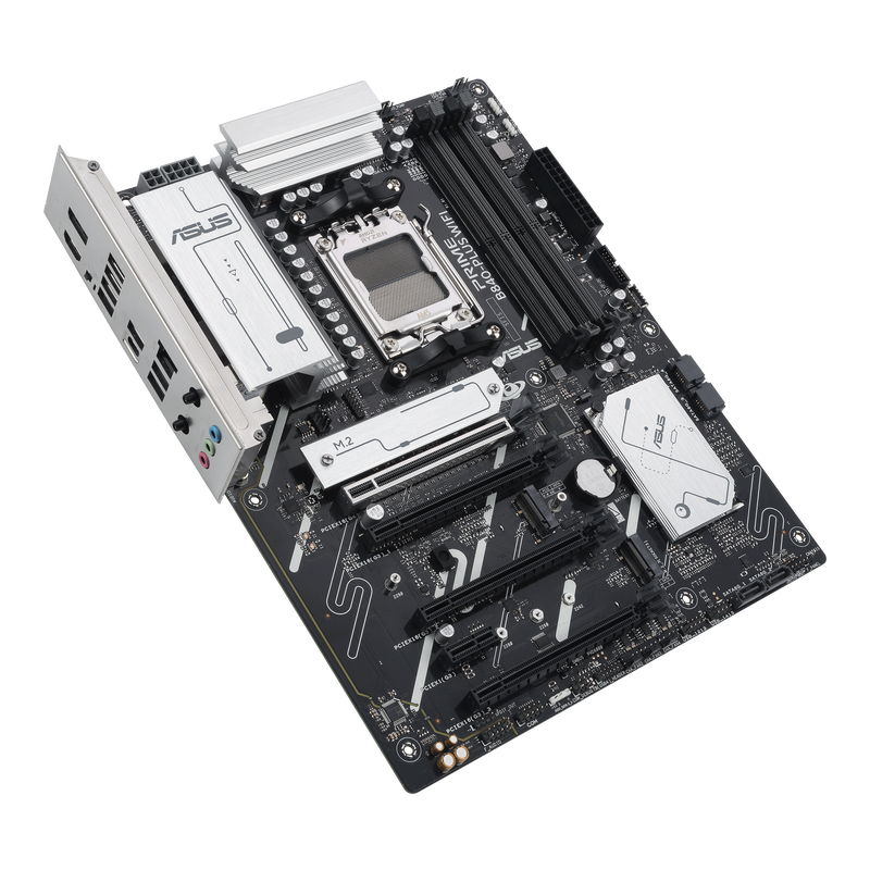 Nærbilde av ASUS PRIME B840-Plus WiFi hovedkort med RAM