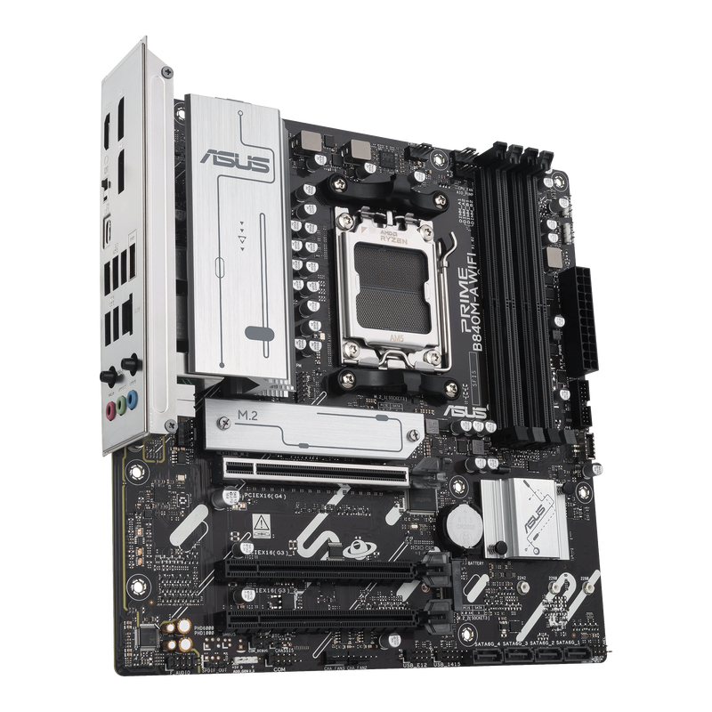 ASUS Prime B840M-A WiFi hovedkort montert i PC-kabinett