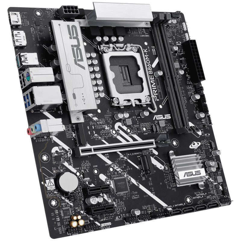 Montert ASUS Prime B860M-K hovedkort i PC-kabinett