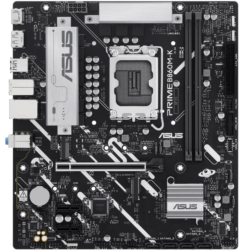 Detalj av ASUS Prime B860M-K hovedkortets PCIe-spor