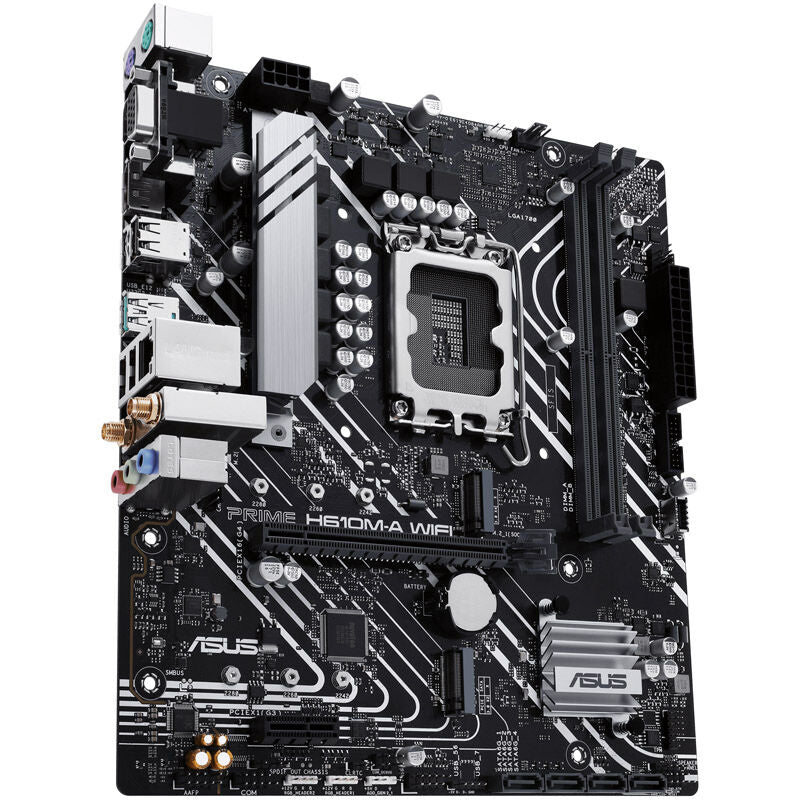 Nærbilde av ASUS Prime H610M-A WIFI hovedkort komponenter