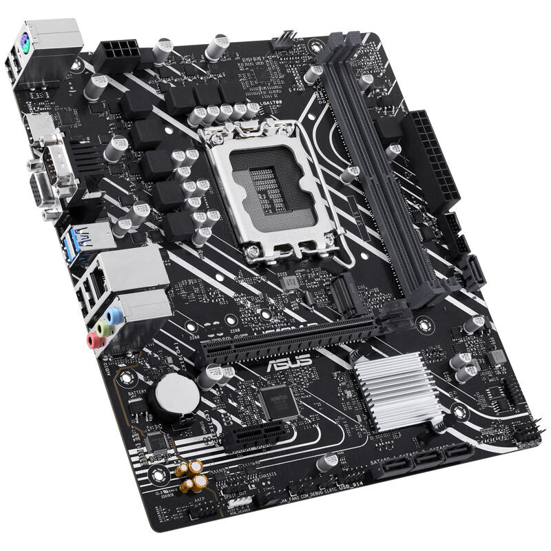 Baksiden av ASUS Prime H610M-D hovedkort