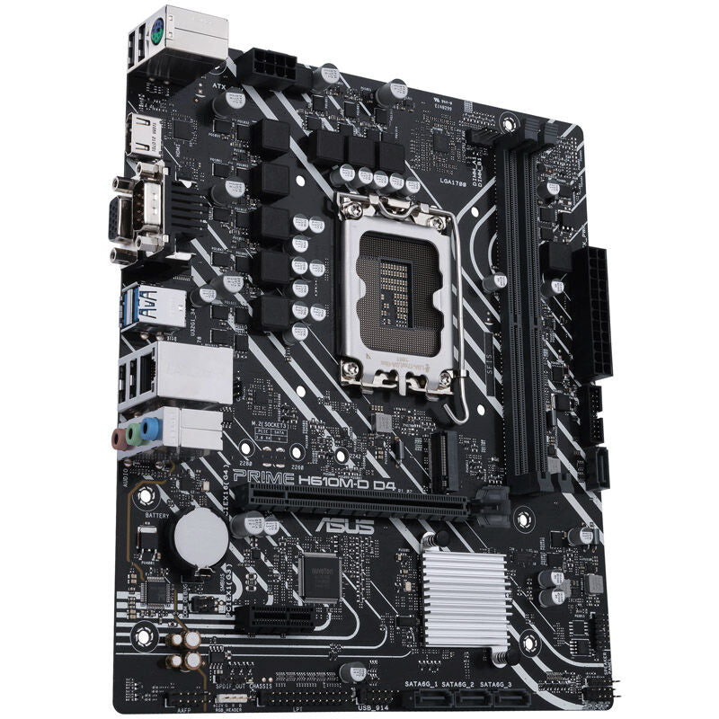 Nærbilde av ASUS Prime H610M-D D4 hovedkort PCIe slot