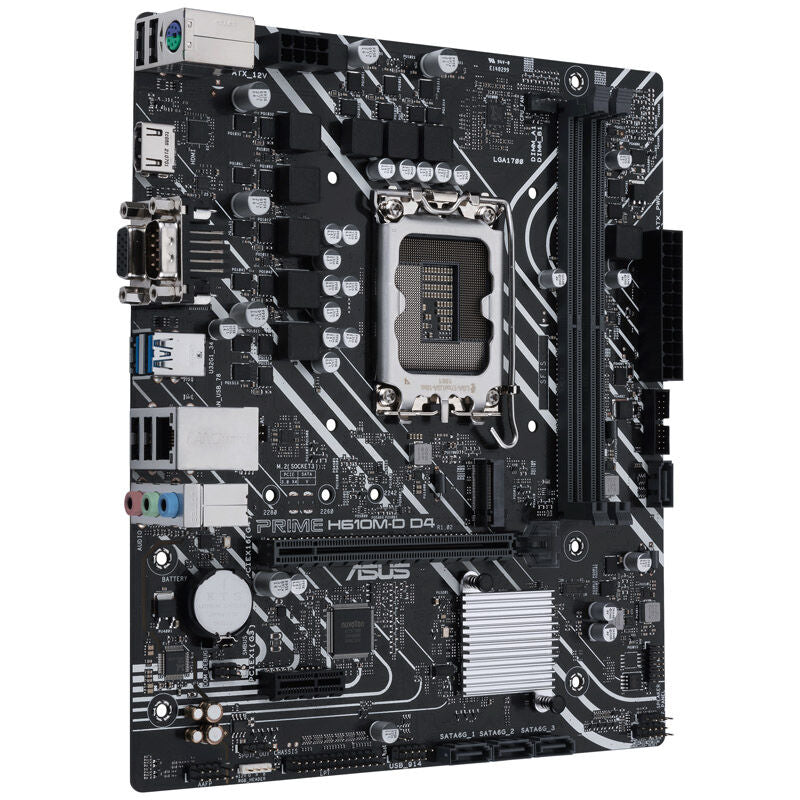 ASUS Prime H610M-D D4 hovedkort med tilkoblinger