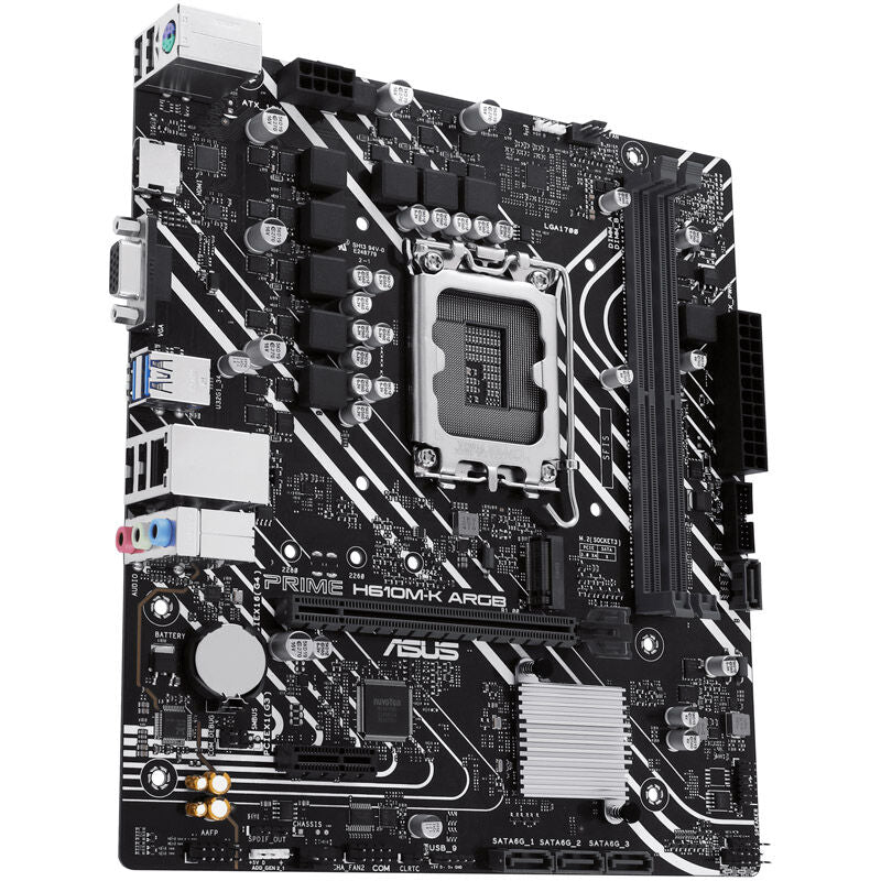 Montert ASUS Prime H610M-K ARGB hovedkort i PC-kabinett