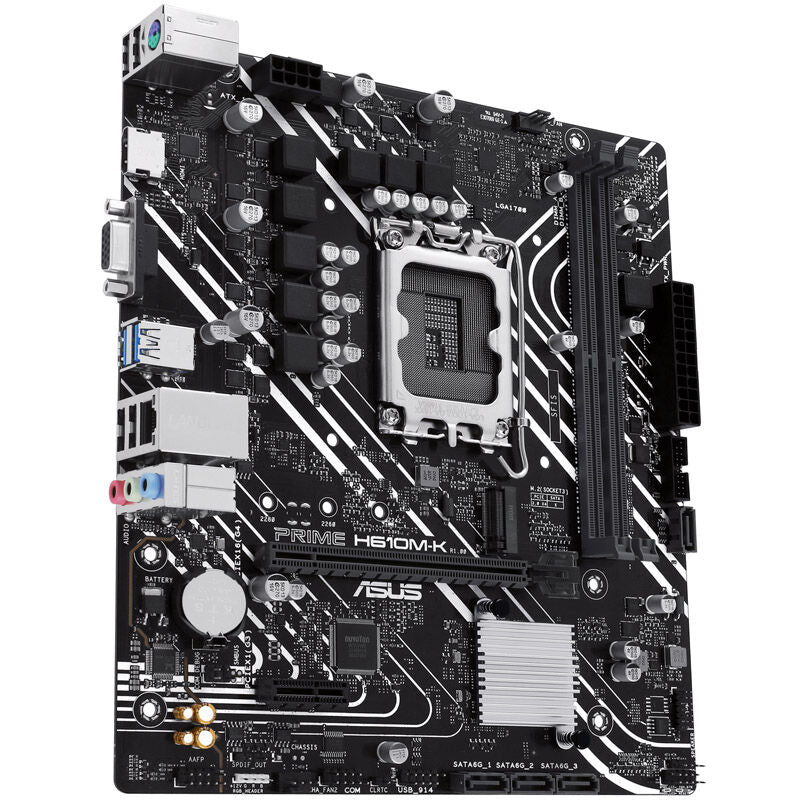 Nærbilde av ASUS Prime H610M-K hovedkort Micro-ATX