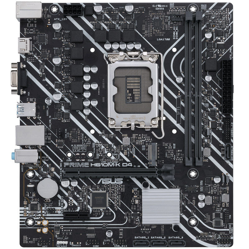 Detalj av ASUS Prime H610M-K D4 hovedkort