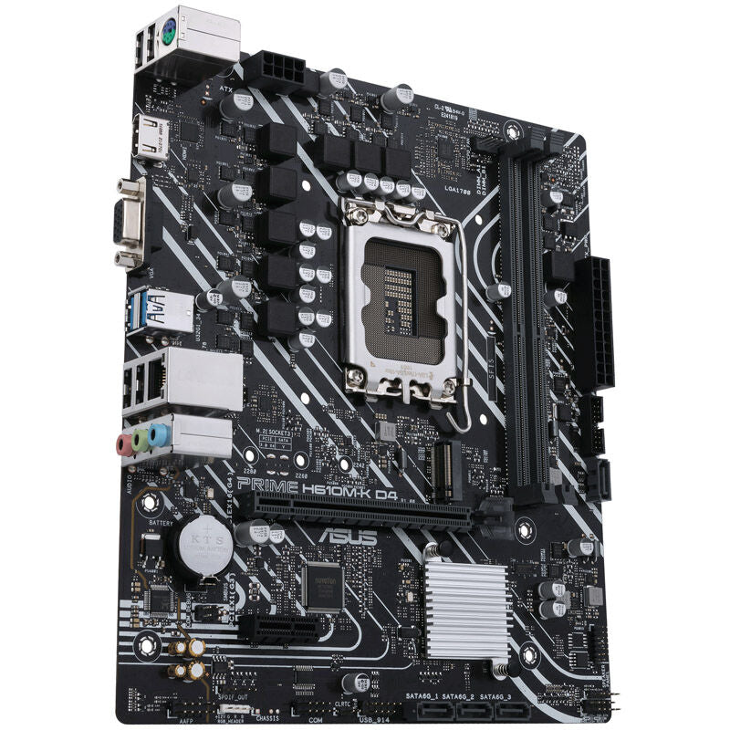 Nærbilde av ASUS Prime H610M-K D4 hovedkort PCIe slot