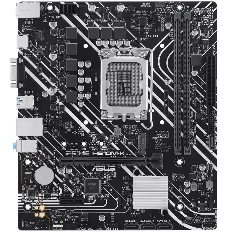 Detalj av ASUS Prime H610M-K hovedkort Micro-ATX