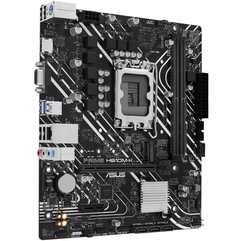 ASUS Prime H610M-K hovedkort med synlige tilkoblinger