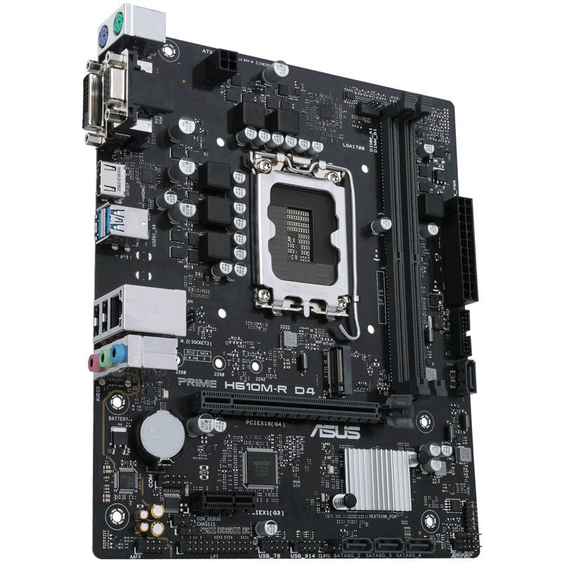Nærbilde av RAM-spor på ASUS Prime H610M-R D4-SI