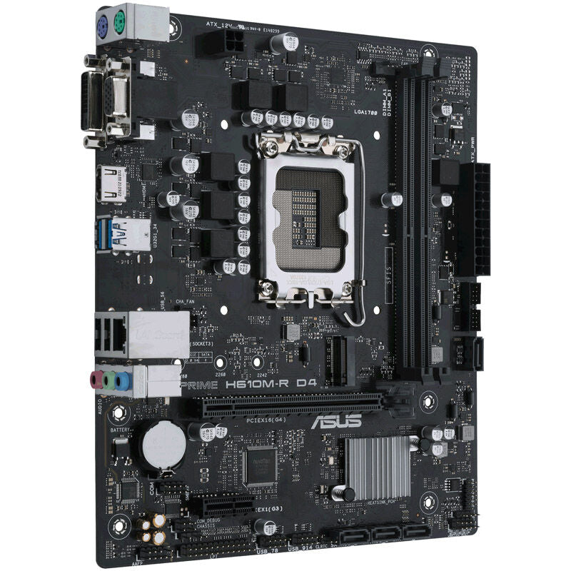 USB- og LAN-porter på ASUS Prime H610M-R D4-SI