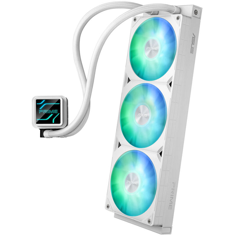Detalj av vifte på ASUS PRIME LC 360 ARGB AIO vannkjøling 360 mm hvit