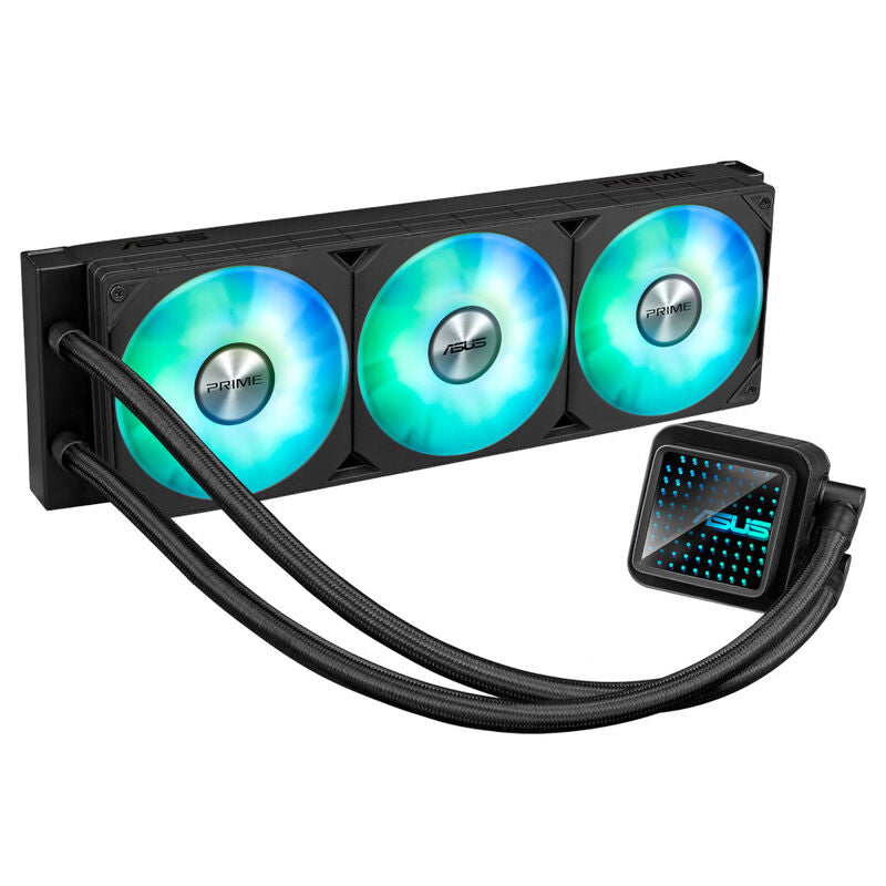 Detalj av ASUS PRIME LC 360 ARGB AIO vannkjøling 360 mm svart pumpe