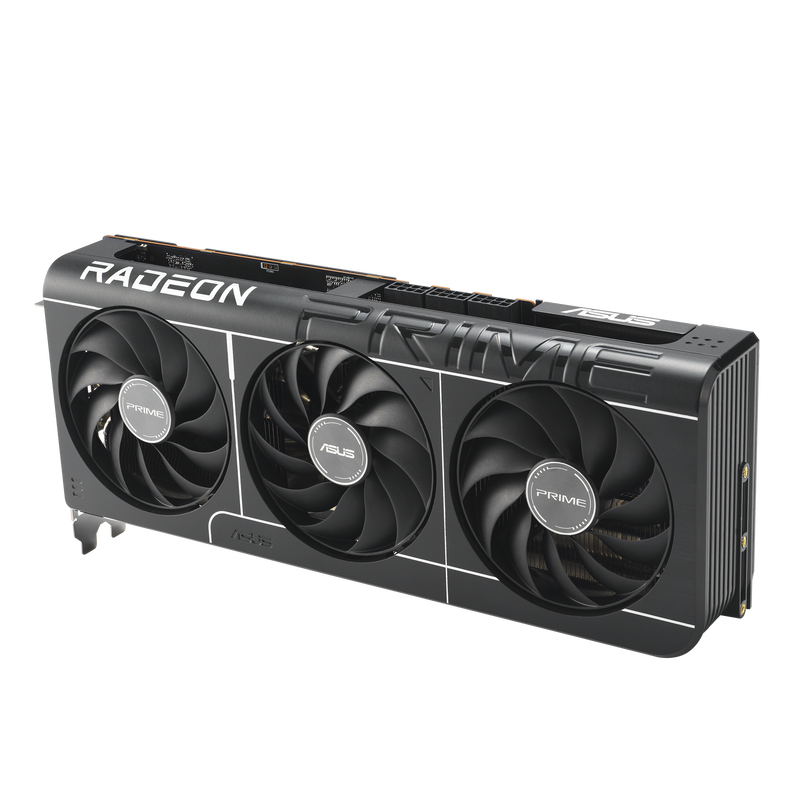 Nærbilde av ASUS Prime Radeon RX 9070 XT OC Edition vifter
