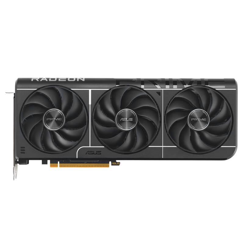Detalj av ASUS Prime RX 9070 EVO OC Edition grafikkort vifter