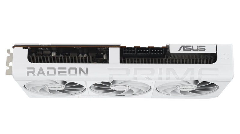 Detalj av ASUS Prime RX 9070 XT White OC grafikkort vifte