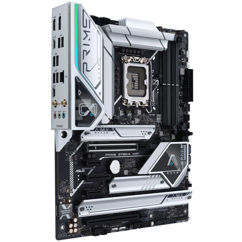 Oversikt over ASUS Prime Z790-A WiFi hovedkort med tilkoblinger