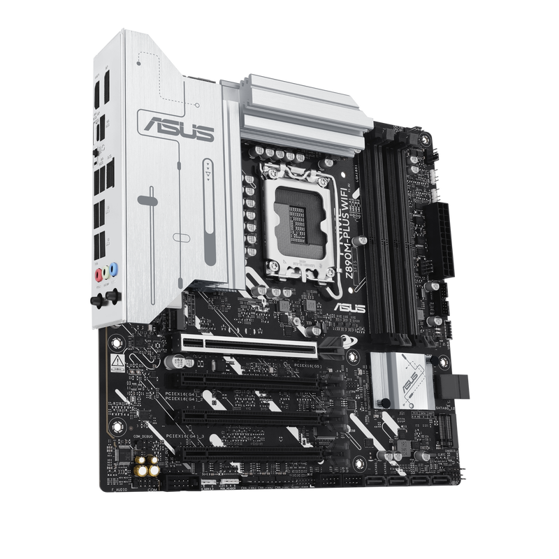Montert ASUS Prime Z890M Plus WiFi hovedkort i PC-kabinett