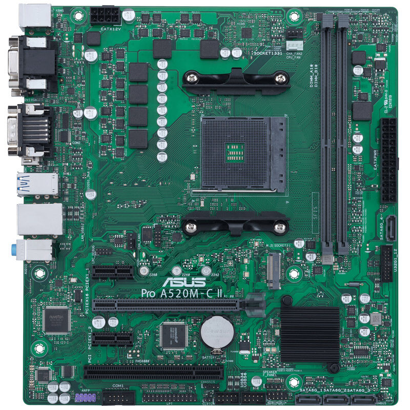 Detalj av ASUS PRO A520M-C II/CSM hovedkort PCIe slot