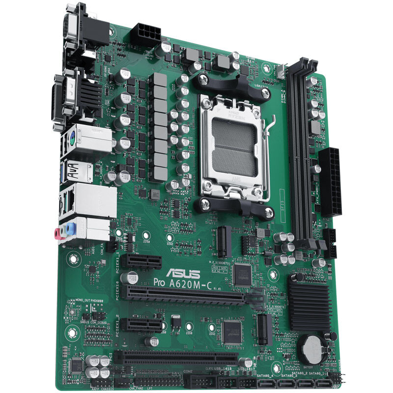 Nærbilde av PCIe 4.0 x16 slot på ASUS PRO A620M-C-CSM hovedkort