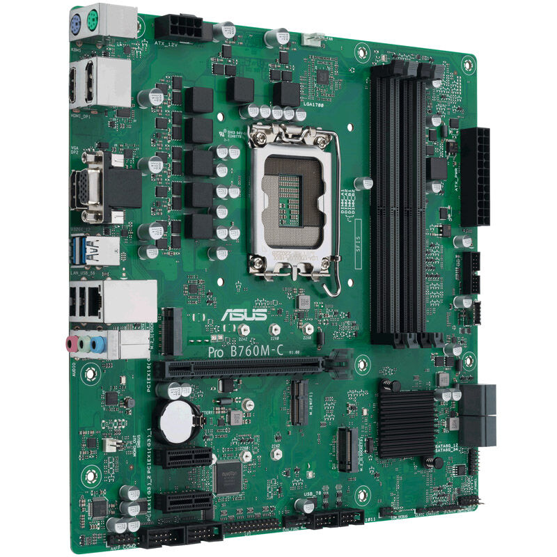 ASUS PRO B760M-C-CSM hovedkort med tilkoblinger