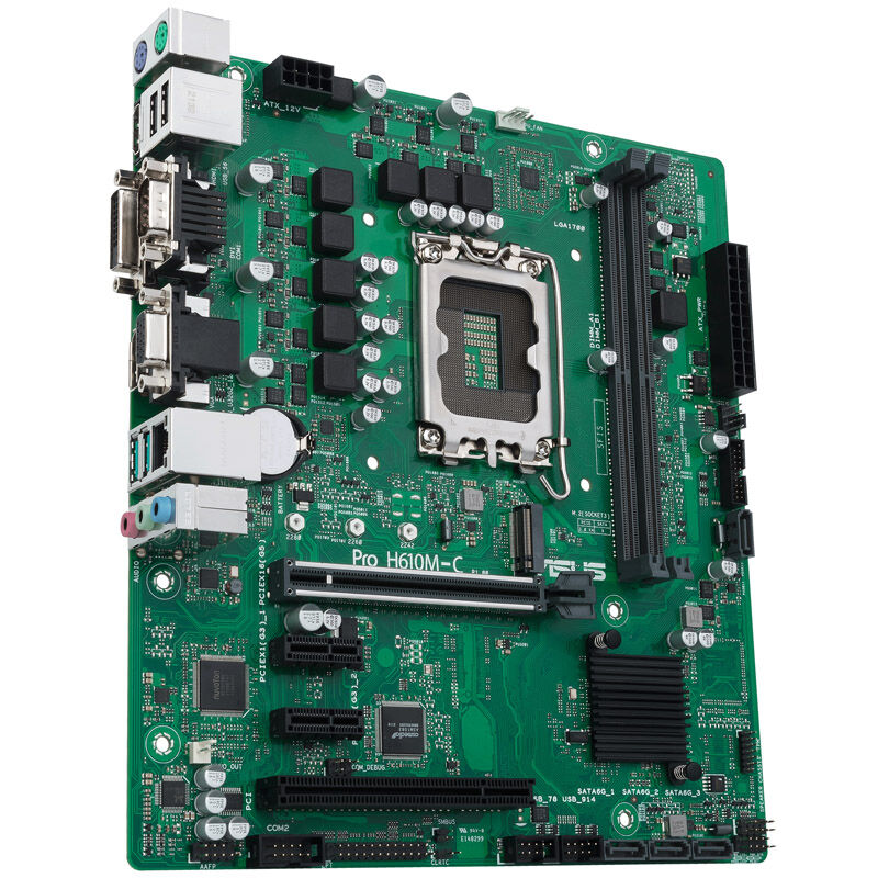 Nærbilde av ASUS PRO H610M-C-CSM hovedkort PCIe slot
