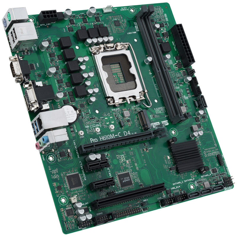 Bakside av ASUS PRO H610M-C D4-CSM hovedkort