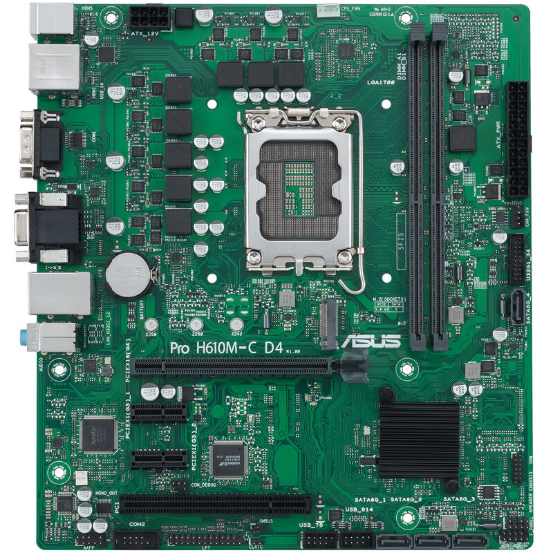 Detaljbilde av ASUS PRO H610M-C D4-CSM hovedkort slotter