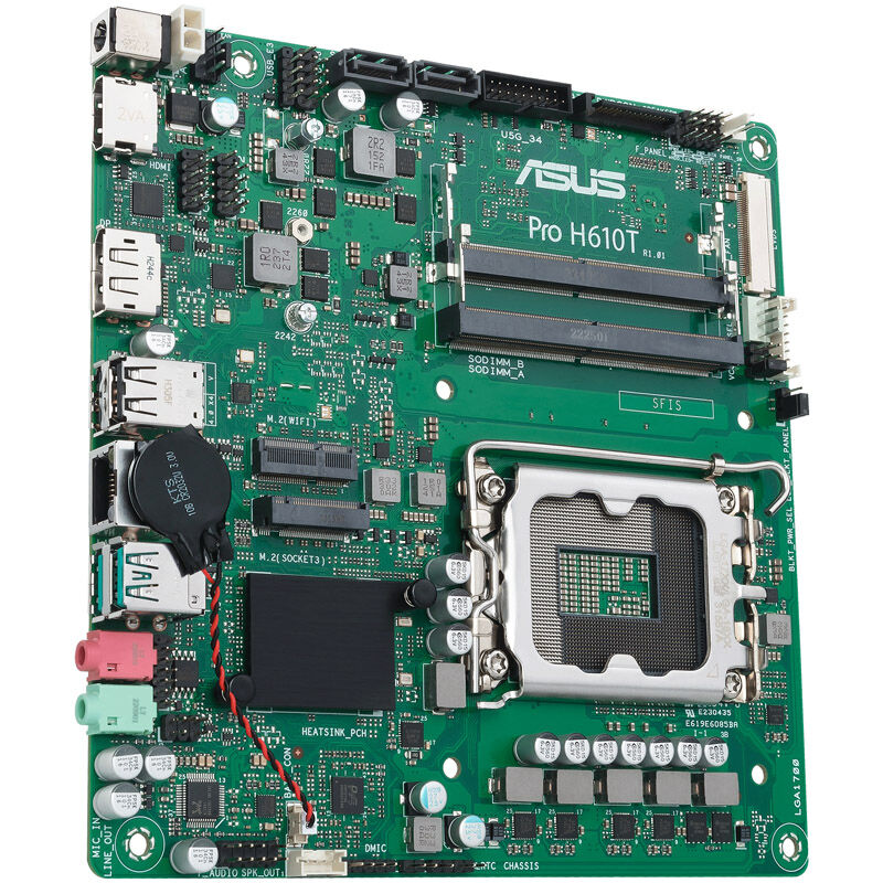 Nærbilde av M.2 PCIe 4.0 spor på ASUS Pro H610T-CSM hovedkort