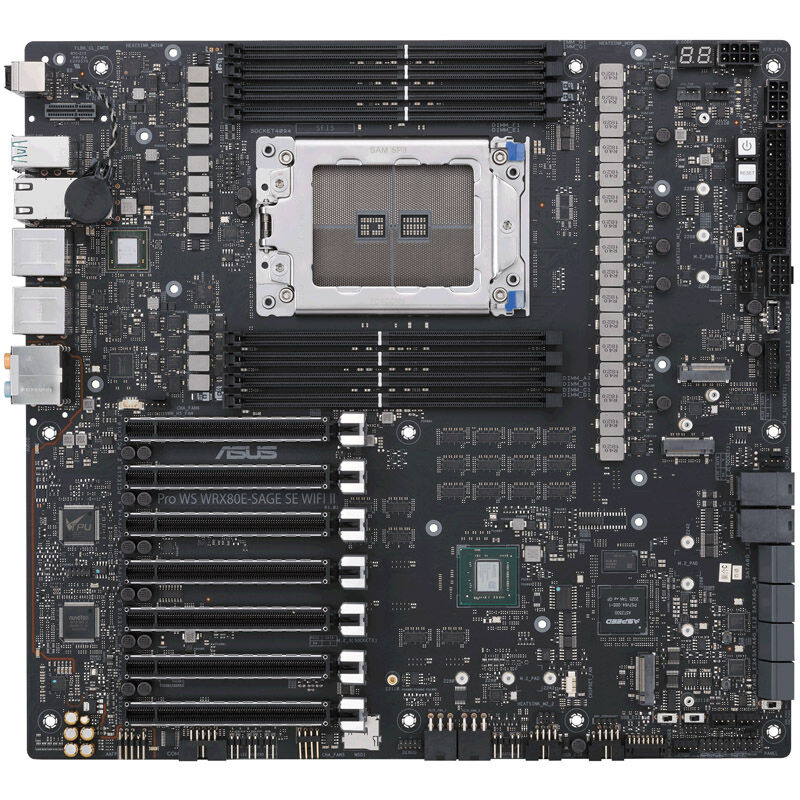 Montert ASUS PRO WS WRX80E-SAGE SE WIFI II hovedkort i PC-kabinett
