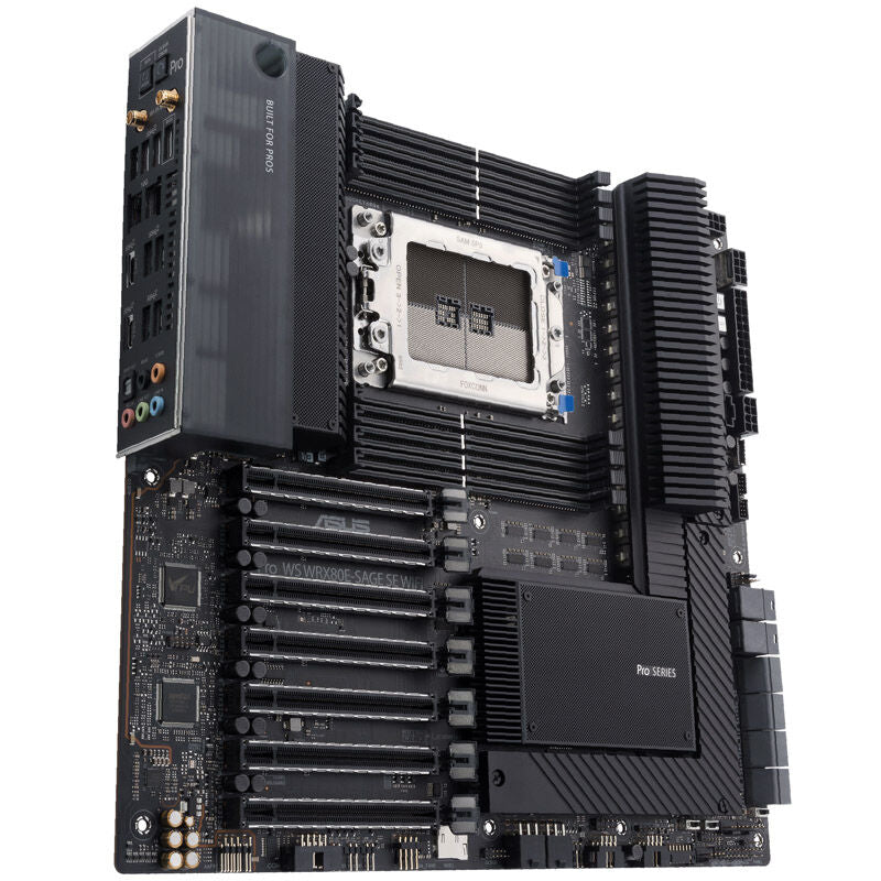 ASUS Pro WS WRX80E-SAGE SE WiFi hovedkort sWRX8 DDR4 med montert kjøler