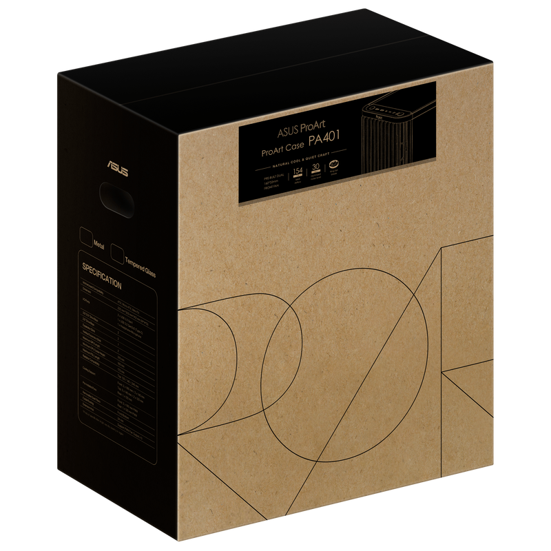 ASUS ProArt PA401 Wood Edition kabinett midtårn ATX svart - ASUS