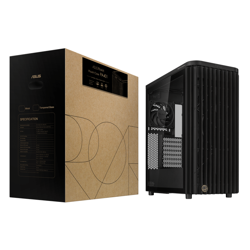 ASUS ProArt PA401 Wood Edition kabinett midtårn ATX svart - ASUS