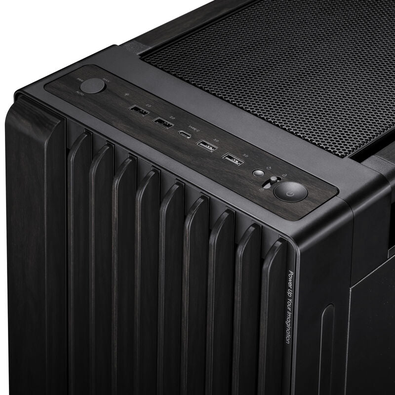 Nærbilde av vifte på ASUS ProArt PA602 kabinett midtårn E-ATX herdet glass svart