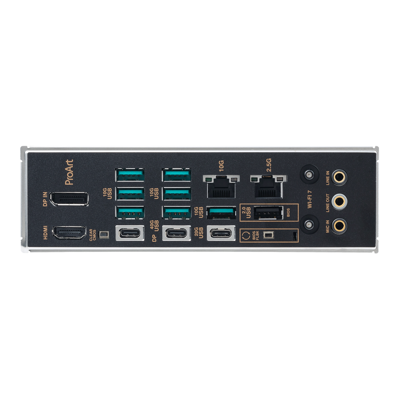 Detalj av ASUS ProArt X870E-Creator WiFi hovedkort PCIe-porter