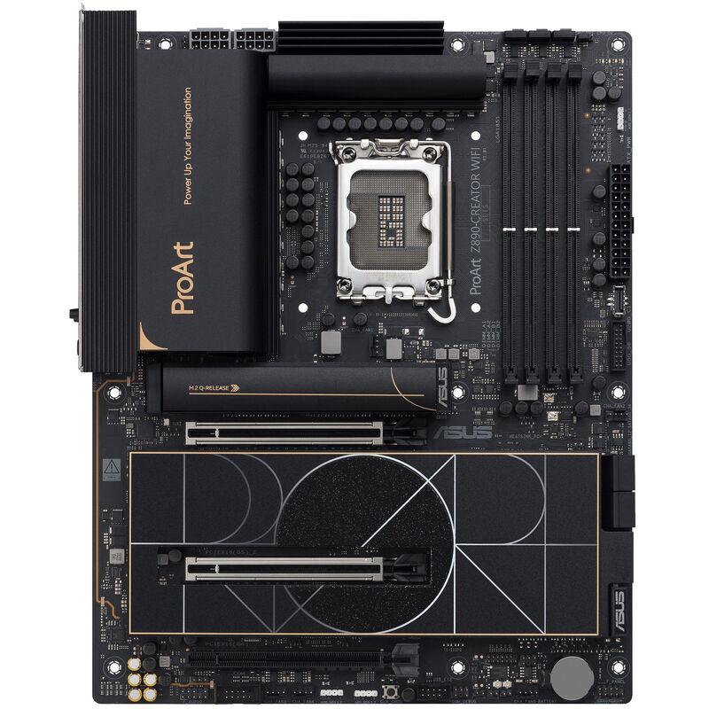 Detaljbilde av ASUS ProArt Z890-Creator WiFi hovedkort komponenter