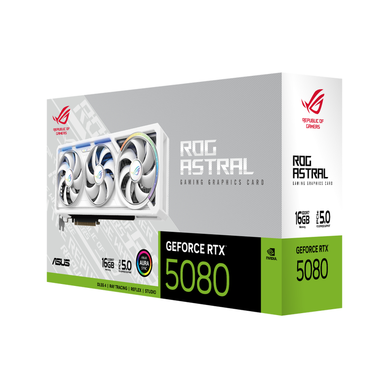 ASUS ROG Astral RTX 5080 White grafikkort bakside