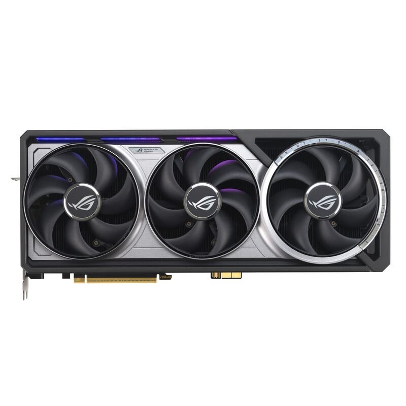Detalj av ASUS ROG Astral RTX 5090 BTF OC grafikkorts kjølesystem